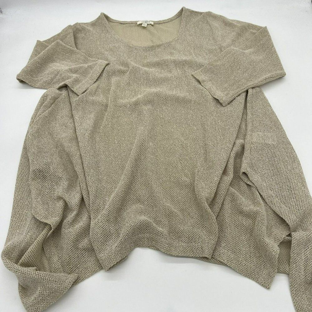 Umgee USA Women's Oversize Scoop Neck Swing T-Shirt Beige Cover Up Size Large